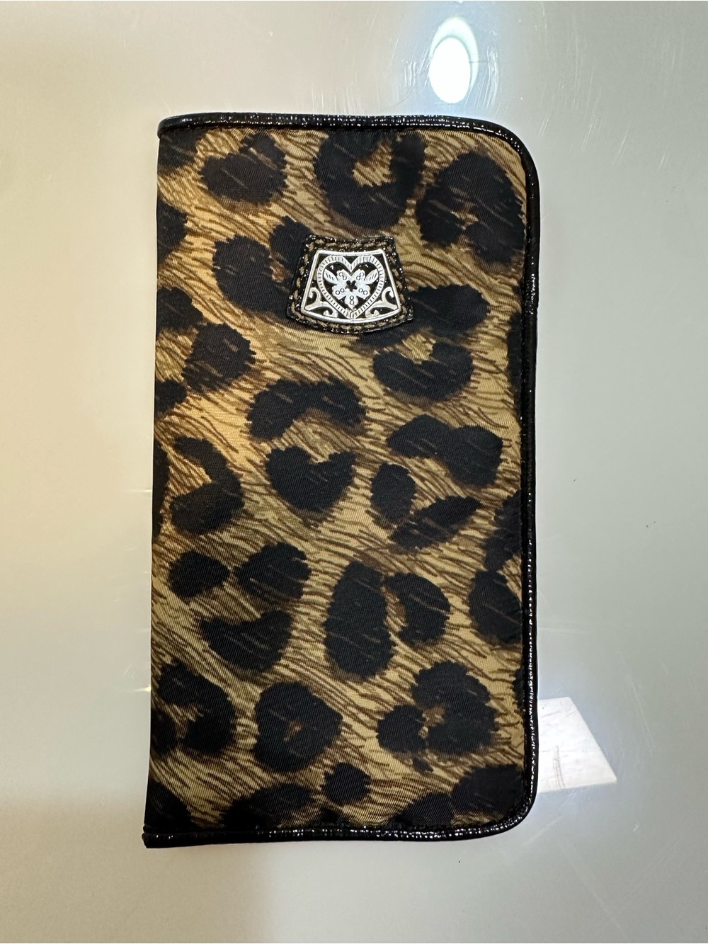 Brighton Leopard Print Zip Phone Wallet Case - Black & Brown